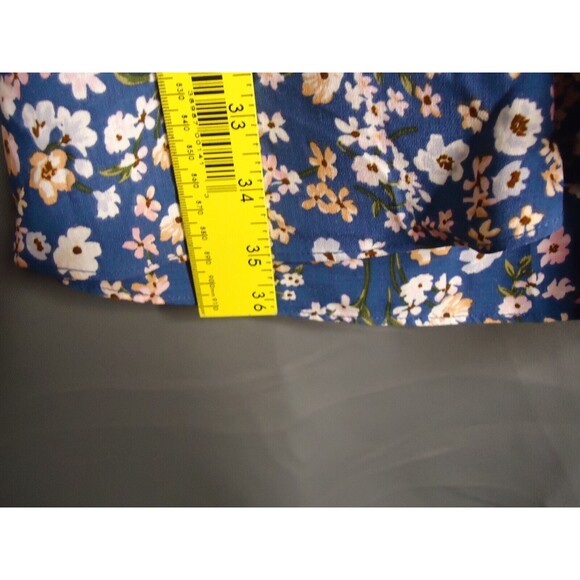 iZ Byer Ruffled Tank Summer Dress Blue Floral Sleeveless Casual Size Medium - Picture 7 of 8